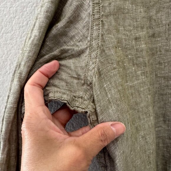 Frank Tailor Premium Collection Regular Fit Button Up Shirt Mandarin Neck Linen - Picture 3 of 9